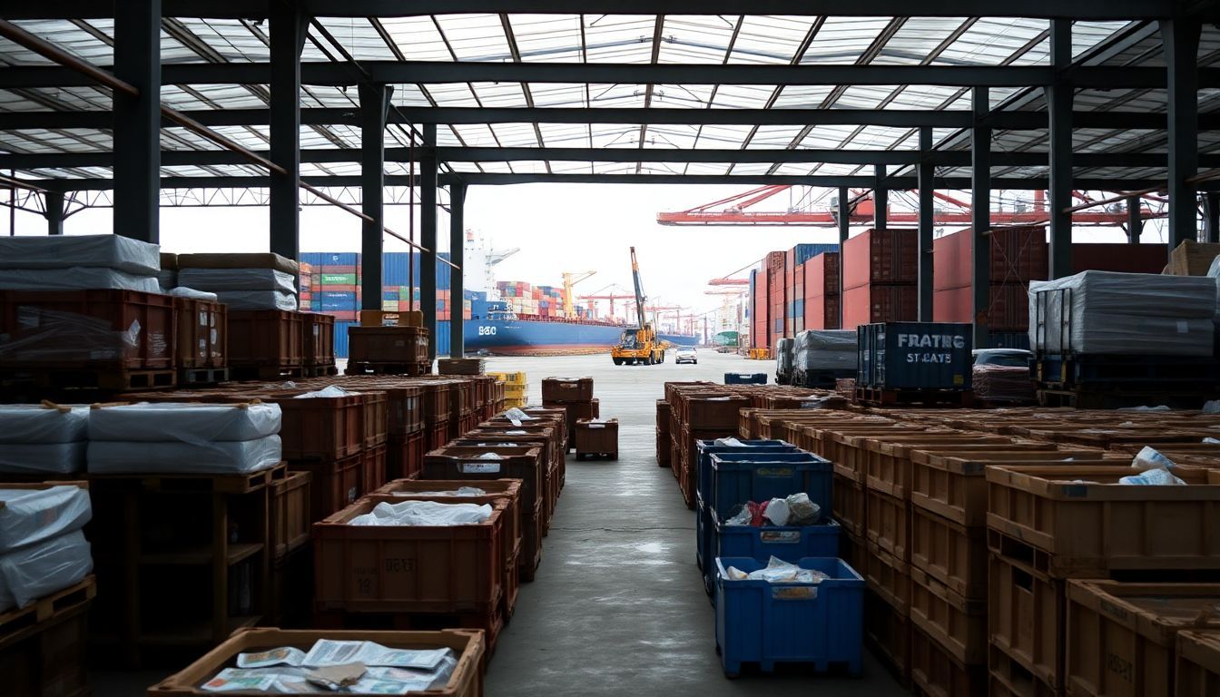 A warehouse near a seaport in the Dominican Republic prepares export goods. A warehouse near a seaport in the Dominican Republic prepares export goods.