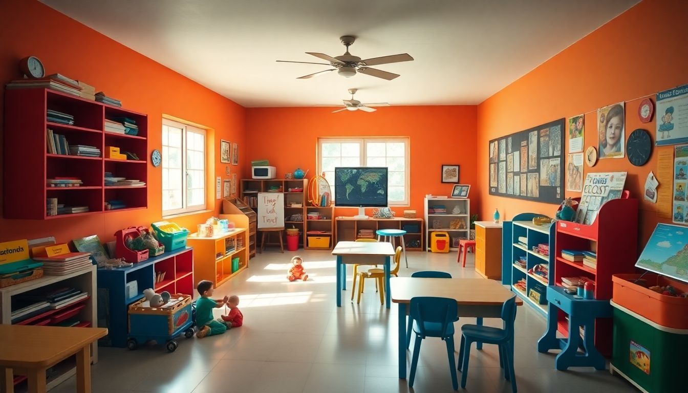 A vibrant classroom in the Dominican Republic filled with educational materials. A vibrant classroom in the Dominican Republic filled with educational materials.